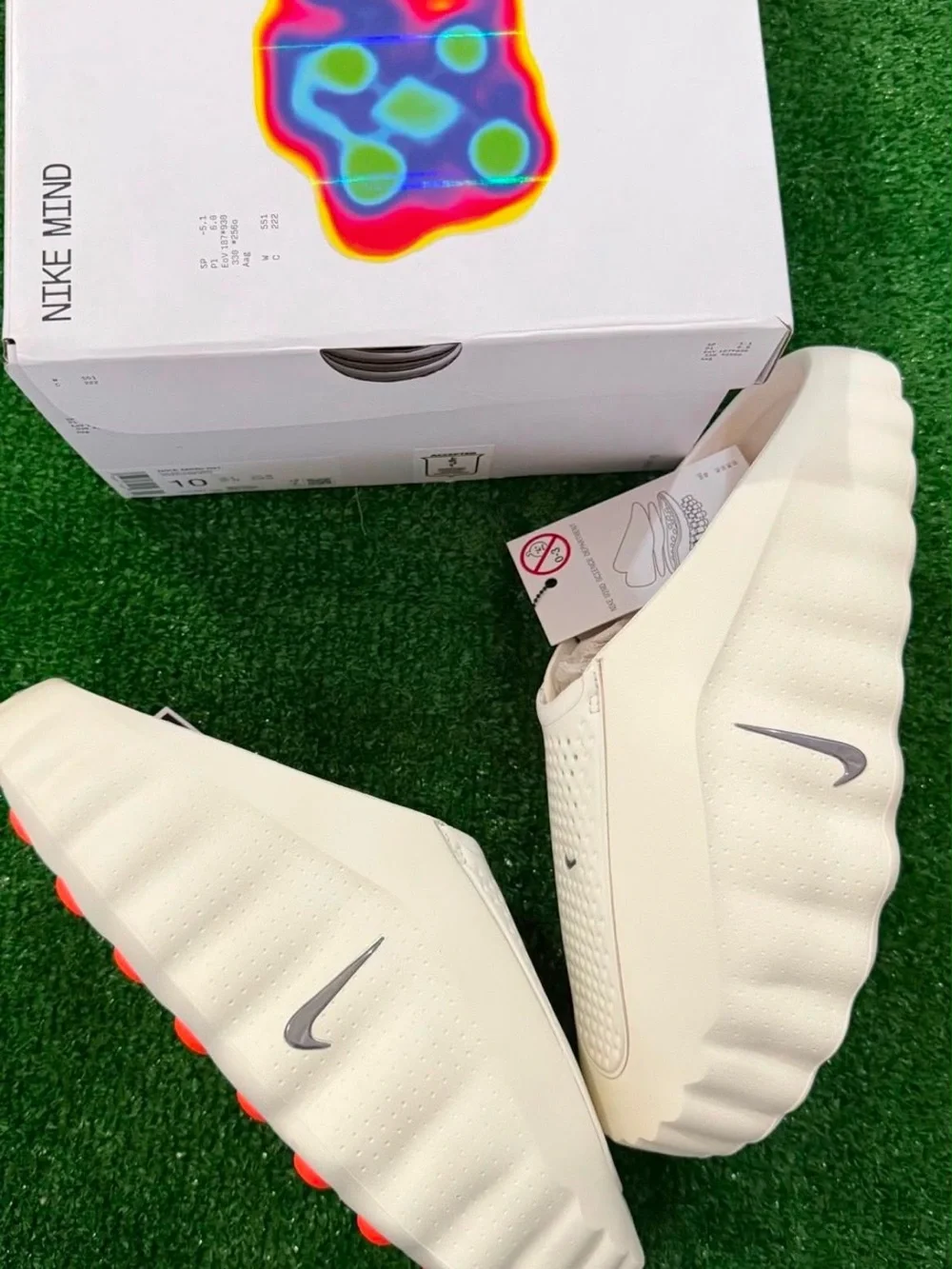 Nike Cream/White Soccer Cleats with Bright Orange Studs